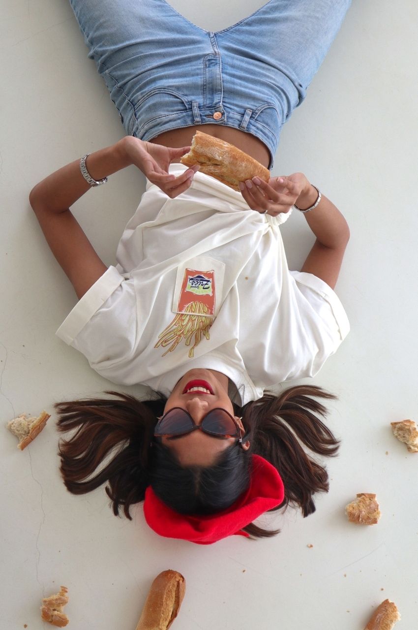 Fry Me a Pocket: Fold up sleeve T-shirt