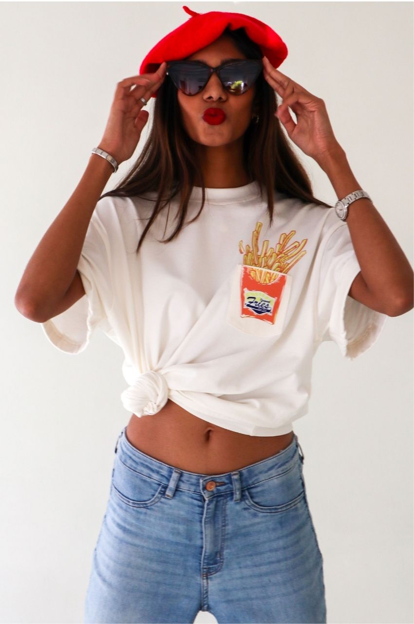 Fry Me a Pocket: Fold up sleeve T-shirt