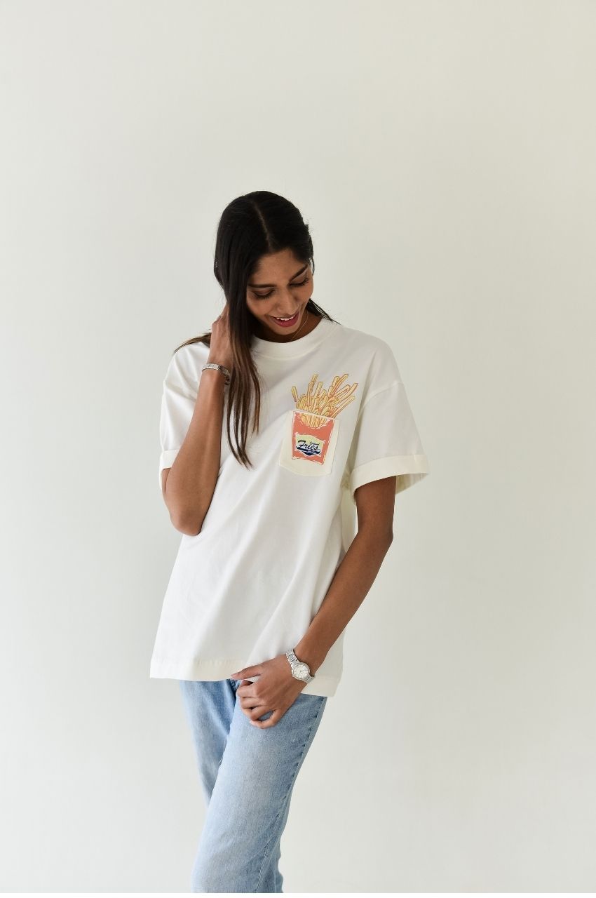 Fry Me a Pocket: Fold up sleeve T-shirt