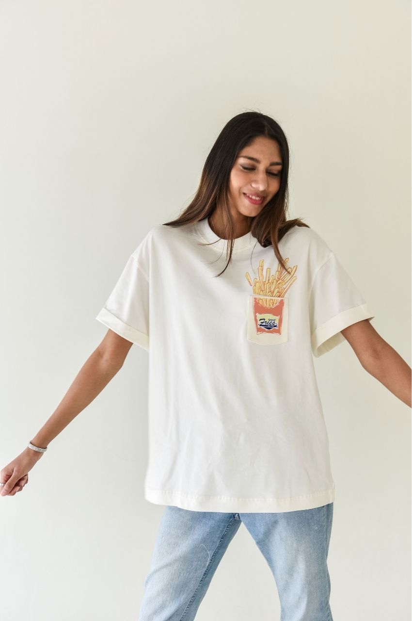 Fry Me a Pocket: Fold up sleeve T-shirt