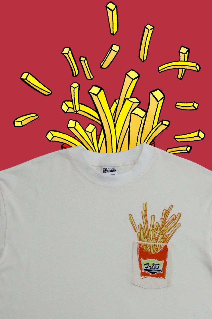 Fry Me a Pocket: Fold up sleeve T-shirt